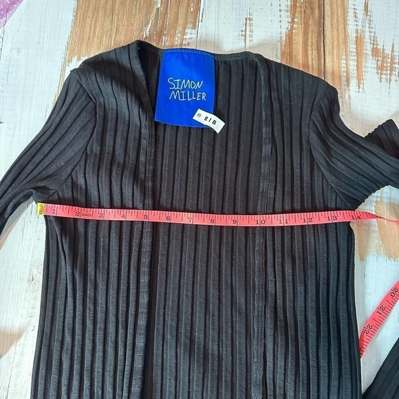 Simon Miller Rib Limosa Black Long Line Open Cardigan Size XS - Picture 9 of 10